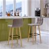 DEGHI Set 2 sgabelli in tessuto grigio chiaro con struttura in legno - Rolls