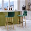 DEGHI Set 2 sgabelli in tessuto verde bosco con struttura in legno - Rolls