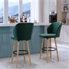 DEGHI Set 2 sgabelli in tessuto verde bosco con struttura in legno - Adriel