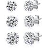 SILBERTALE Set di 3 Paia Orecchini Donna Uomo Argento 925 Zirconia Cubica da 3 a 8 mm Gioielli Brillante Regalo Eleganti