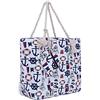 DonDon Borsa da spiaggia grande con chiusura zip 58 x 38 x 18 cm Shopper barca bianco blu rosso yacht style