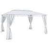 Bricozone Gazebo Da Giardino 4 Tende Laterali Richiudibili Camino Antivento Struttura In Acciaio Robusto Impermeabile Teli Laterali 180 g/m² Per Esterno Giardino Piscina Fiere Ombreggiante Privacy 3x4M (Bianco)