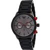 Emporio Armani Orologio Uomo, movimento cronografo, cassa in acciaio inossidabile nero 43 mm con cinturino misto, AR11392