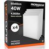 Eurocali 4x Pannelli LED 40W 60x60cm Alta Efficienza 4900 lumen - Luce Bianco Naturale 4000K - Fascio Luminoso 120°