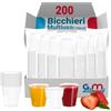G.M. DISTRIBUZIONE 200 Bicchieri Monouso da 100 Ml in Plastica Trasparente PS, Bicchieri Usa e Getta per Caffè, Liquori, Amari, Vino, Superalcolici, Bicchieri Multiuso Monouso per Bar e Lounge Bar