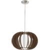 EGLO lampada a sospensione Stellato 3, 1 fiamma vintage, acciaio, legno | e vetro nickel opaco, marrone, bianco, lampada da tavolo e soggiorno, attacco E27, Ø 40 cm