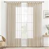 MIULEE Tende per Interni Trasparente Tenda Voile con Passanti， Anelli Soggiorno Moderne Eleganti 2 Pezzi Cachi Chiaro 140 x 225 CM