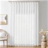 Softalker Tende per interni con fettuccia 300 cm larghezza semitrasparente tenda divisorio per ambienti moderne soggiorno tende bianche 240 cm altezza tende effetto lino decorazione cucina, 1 pezzi
