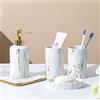 GIBZ Set di Accessori da Bagno in Ceramica da 4 pezzi in Stile Moderno Set di Accessori da Appoggio di Lusso Portasapone, Portaspazzolino, Dispenser di Sapone, Bicchiere da Bagno Bianco