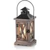 Sziqiqi Lanterna Portacandele Lanterne a Candela Decorative in Metallo in Legno Invecchiato Vintage per Centrotavola per Natrimonio Rustico Lanterna Pensile Fattoria da Interno e Esterno Decor 28cm