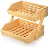 G.a HOMEFAVOR CALM COZY Supporto per Cesto di Frutta in bambù a 2 Livelli, Supporto per Verdure e Pane per ripiano della Cucina