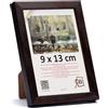 3-B Cornice Lund Marrone Scuro (Noce) 9x13 cm Cornice in Legno, Cornice per Foto, Cornice per Ritratto con Vetro Acrilico