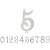 IDEGOS Candelina a numero 5 bianca con Glitter Argento 10 cm IDEGOS