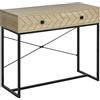 HOMCOM Tavolo Consolle Vintage in Legno e Metallo Nero per un Ingresso dal Design Contemporaneo, 2 Cassetti 90x35x76cm