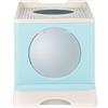 Belfoyer Cassettiera per lettiera chiusa per gatti, casa da toilette, vassoio rimovibile, pala, spazzola portatile, WC per gatti con coperchio per grandi e piccoli, blu