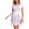 Satini Lingerie Raso Femminuccia Babydoll Balze con Volant Pizzo Sottogonna Indumenti da Notte Abito (Rosa Pastello, L)
