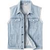 KTWOLEN Gilet di Jeans da Uomo Vintage Gilet in Denim Retro Casual Giacca Senza Maniche di Jean Estate Giubbotto Smanicato di Jeans da Moto con Bottone, Blu, XXL