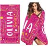 SearchI Telo Mare Personalizzato con Nome,Asciugatura Rapida&Senza Sabbia Telo Bagno in Microfibra per Piscina/Viaggi/Nuoto,Coperta Regali Personalizzati con Nome per Bambini Adulto(Magenta,81x162cm)