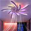 GWYAJTU RGB Ventilatore Da Soffitto Con Luce E Telecomando, Moderno Plafoniera Con Ventilatore Silenzioso LED Dimmerabile, DC 6 Velocità Lampadario Con Ventilatore Reversibile Per Camera Da Letto-White