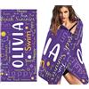 SearchI Telo Mare Personalizzato con Nome,Asciugatura Rapida&Senza Sabbia Telo Bagno in Microfibra per Piscina/Viaggi/Nuoto,Coperta Regali Personalizzati con Nome per Bambini Adulto(Viola,81x162cm)