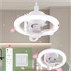 LXTEDJ Rgb Mini Ventilatore Da Soffitto Con Luce E Telecomando, 3 Velocita Scomparsa Ventilatore Soffitto Silenzioso Dimmerabile Tonda Ventilatore Con Luce Cucina Cameretta Soggiorno 28cm E27