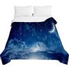 Surwin Trapuntino Copriletto Trapuntato Primaverile Estivo, Trapuntino in Microfibra Reversibile con Stampa Universo 3D Leggero Coperta Letto Singolo/Matrimoniale (Stelle della Luna,150x200cm)