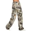 Generic Pantaloni cargo da donna elasticizzati bottom, pantaloni cargo a vita alta, baggy, gamba larga, mimetico, vestibilità aderente, tasche, pantaloni da jogging, Ag., XL