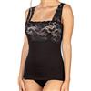 EGI Canotta Donna Spallina in Cotone Modal con Fascia in Pizzo sul Seno Sottogiacca (XL, Nero)