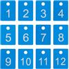 StayMax Targhette portachiavi rettangolari numerate, in plastica ABS, numerate, con foro (1-50, blu)