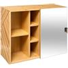 Avilia Specchio Scorrevole con Organizer - Organizzatore con Porta Scorrevole a Specchio, in Bambù, 54.5x21.5x45cm, Marrone