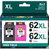 Heroil 62XL 62 XL Cartucce d'inchiostro per hp 62 Nero e Colore Compatibili Cartucce per hp 62 Nero Envy 5540 5547 5640 7640 5644 5646 per Officejet 200 250 5740 5742 5744 (Nero e Colore, 2-Pack)