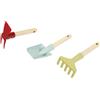 Theo Klein 7681 Attrezzi da giardino I Inclusi paletta a mano, rastrello e zappa doppia con manico corto in legno I Plastica riciclata I Anti-UV, Giocattoli per bambini dai 3 anni in su