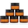 HOTUT Vasetti Vetro Ambrato, 6 PCS 30ML Contenitori in Vetro Marrone, Contenitore Cosmetico per Crema, Contenitore Cosmetico Vuoti Viaggio, Contenitori Vuoti Ricaricabili per Cosmetici, Creme, Lozioni