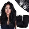 RUNATURE Micro Loop Extension Capelli Veri 16 Pollice/40cm Exstescion Capelli Veri Microring Human Hair Nero #1 Pre Bonded Micro Beads Hair Extensions 50s/50g