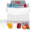 G.M. DISTRIBUZIONE 100 Bicchieri Monouso da 100 Ml in Plastica Trasparente PS, Bicchieri Usa e Getta per Caffè, Liquori, Amari, Vino, Superalcolici, Bicchieri Multiuso Monouso per Bar e Lounge Bar