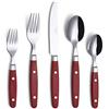 Annova, set di posate in acciaio inox con manico colorato con rivetto/posate stile retrò (Rosso, 20 Pieces)