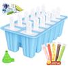 Obcarn 12 Cavità Stampi Gelato, 40 Pezzi Sacchetto per Ghiaccioli, Forme Ghiaccioli Silicone Senza BPA, Stampini Ghiacciolo Riutilizzabili con Imbuto, Stampi Gelato con Stecco Stampini Ghiaccioli Bambini