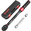 VANPO 3/8" Chiave Dinamometrica 5-60Nm, 72 Dente Moto e Bici Set di Chiavi Dinamometriche 3 Pezzi con 125mm Barra di Prolunga, Adattatore da 3/8-1/4, per Cambio Candela Auto