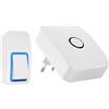 WGOAL Campanello Senza Fili Impermeabile, WGOAL Wireless Doorbell Con Raggio d'Azione 120m, Senza Batteria,Senza wifi,1 Trasmettitore Pulsante e 1 Ricevitori , 3 Volume regolabile,Indicatore LED (Bianco)