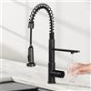 CREA 3 Vie Rubinetto Cucina con Spirale Molla e Doccetta estraibile per I Sistemi Osmosi Filtro L'acqua Potabile Acqua, 2 in 1 Miscelatore Monoleva Monocomando per Lavello, Acciaio Inox nero