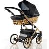 Sojan Passeggino Trio CUBIC Kajtex BBtwin ecuero ecologico, dettagli oro o argento. 3 pezzi e accessori per passeggini 3 in 1. Oro nero