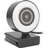 Sxhlseller Webcam Streaming 1080P/30FPS con Microfono Integrato e Luce Ad Anello, Webcam per Computer USB 2.0 per PC, Laptop e Desktop, Webcam LED Full HD per Videoconferenze e Streaming Live