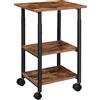 HOOBRO Porta stampante, Carrello a 3 Livelli, Scaffale Portaoggetti con Rotelle, 48.5 x 40 x 67 cm, Montaggio Facile, Design Industriale, per Studio Ufficio Scuola, Marrone Vintage e Nero EBF03PS01