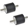Ganter Normelemente GN 451-8-8-M3-SS-55 | 2 pezzi | gomma naturale/acciaio inossidabile | con vite M3, nero, d1: 8 h1: 8 d2: M3 x 6
