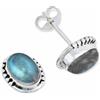 mantraroma orecchini a bottone in argento 925 con labradorite verde e blu, orecchini con pietre preziose in vero argento sterling da donna, regalo