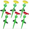 Relaxdays Fiore Irrigatore da Giardino, Set da 6, Innaffiatore Rotante per Prato con Puntale HxD 34x10 cm, Rosso Giallo