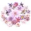 LARDUX 24 teste di fiori artificiali per fai da te, piccoli fiori artificiali in seta, per matrimoni, feste, artigianato, decorazione viola