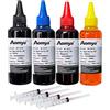 Aomya 400ml Kit di ricarica da per stampanti a getto d'inchiostro HP 61 60 62 63 950 951 564 920 901 301 302 303 304 per cartucce d'inchiostro ricaricabili CIS CISS System 4 colori set con 4 siringhe