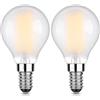 Century Light Lampadina LED E14 bianco caldo G45 forma a goccia 6W sostituisce 60W, 2700K bianco caldo, 1150lm (classe B), 230V, CRI80+, 2 pezzi