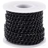 Boutigem Catena a maglia barbazzale intrecciata in alluminio, 5 m, colore nero, 7 x 5 x 1,5 mm, per la creazione di collane, bracciali e gioielli fai da te
